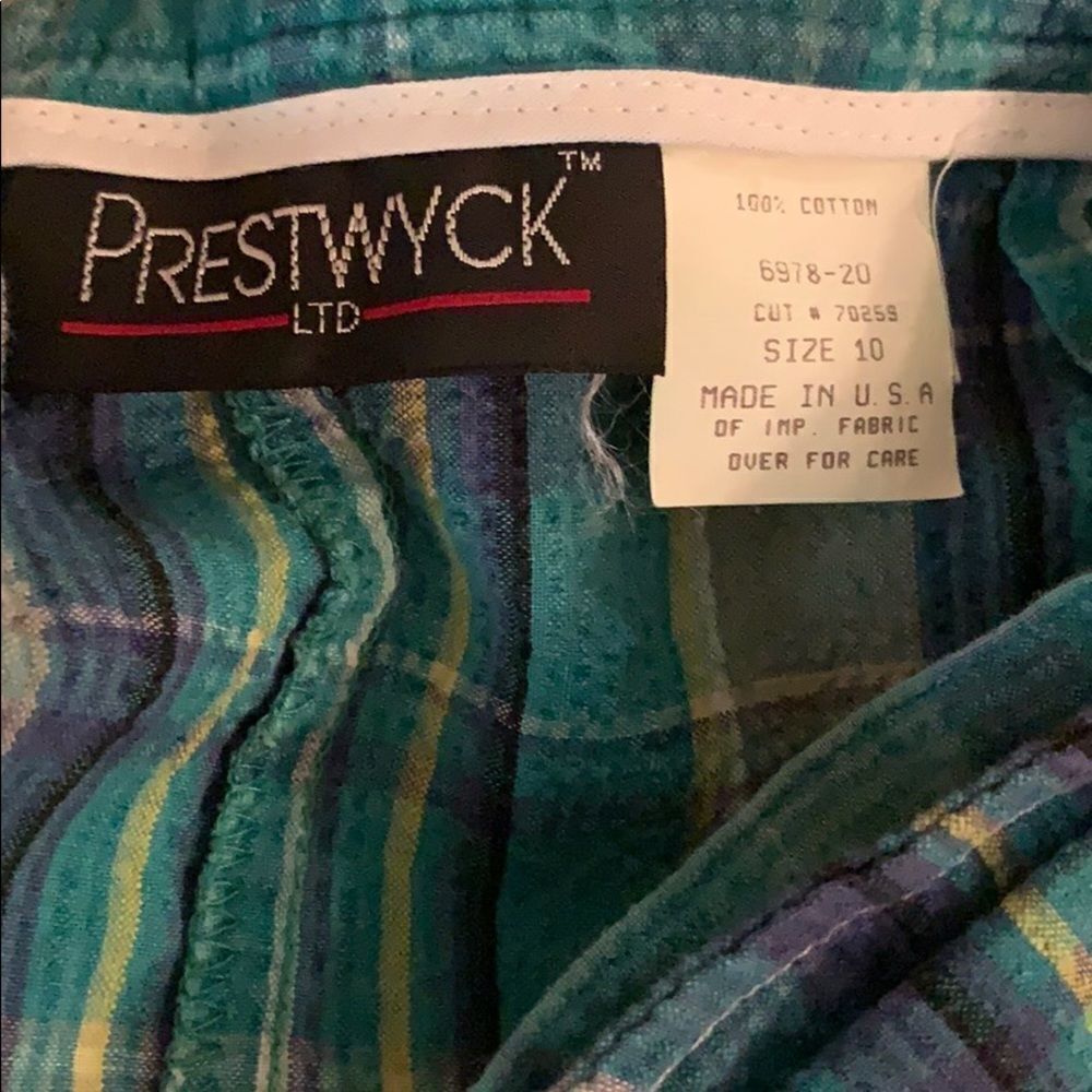Vtg 80s blue/green plaid madras cloth skirt - Picture 7 of 8